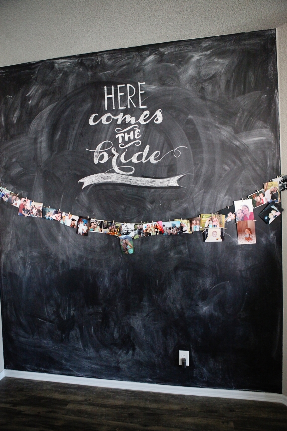 Here Comes the Bride Chalk Art and Photo Banner for a Bridal Shower