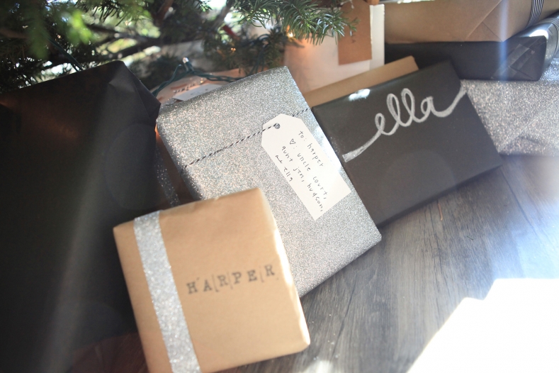 Glitter Wrapping Paper and Chalkboard Wrap