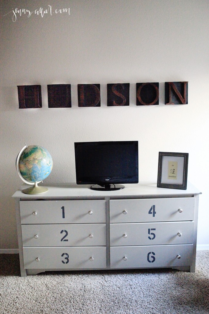 DIY numbered dresser