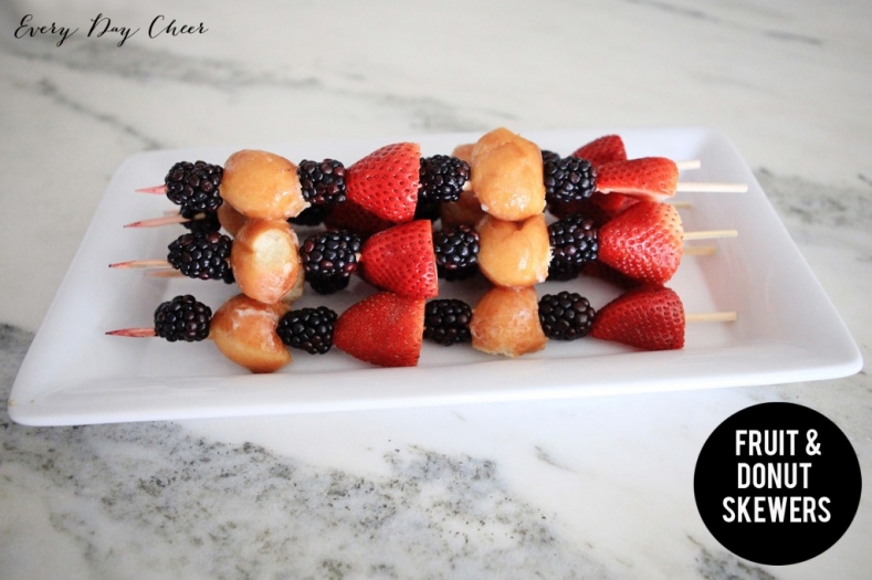 Fruit and donut skewers