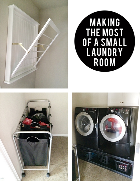 laundry with wall mounted drying rack, ana white laundry pedestals, and 3 compartment sorter