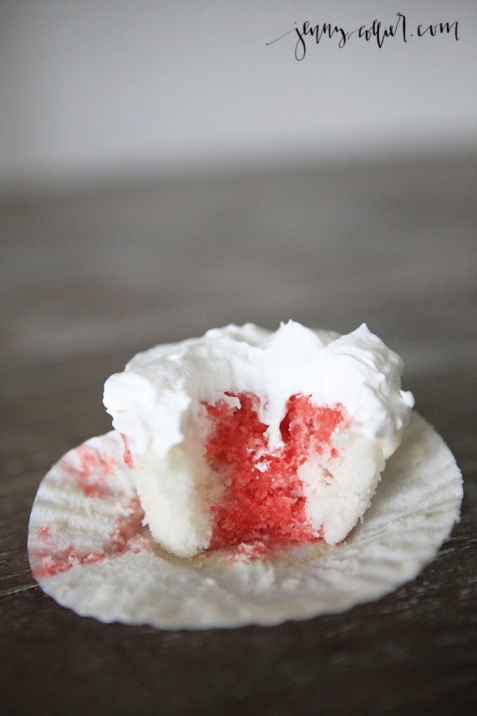 skinny strawberry poke cupcakes