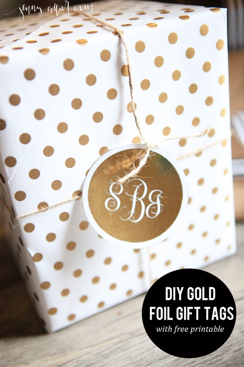 DIY Gold Foil Monogram Gift Tag