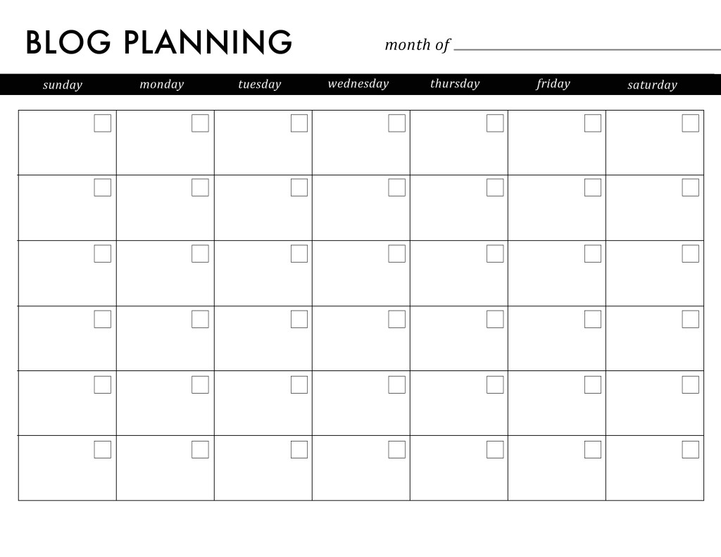 Free printable blog post calendar