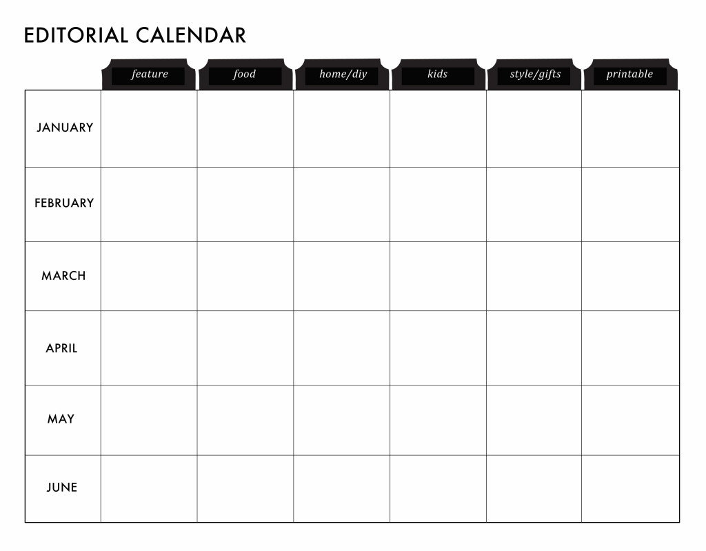 Free customizable blog editorial calendar printable