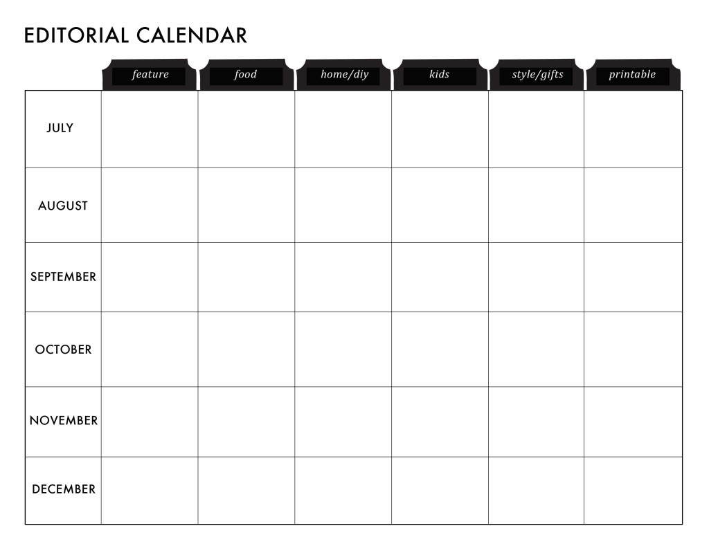 Free customizable blog editorial calendar printable