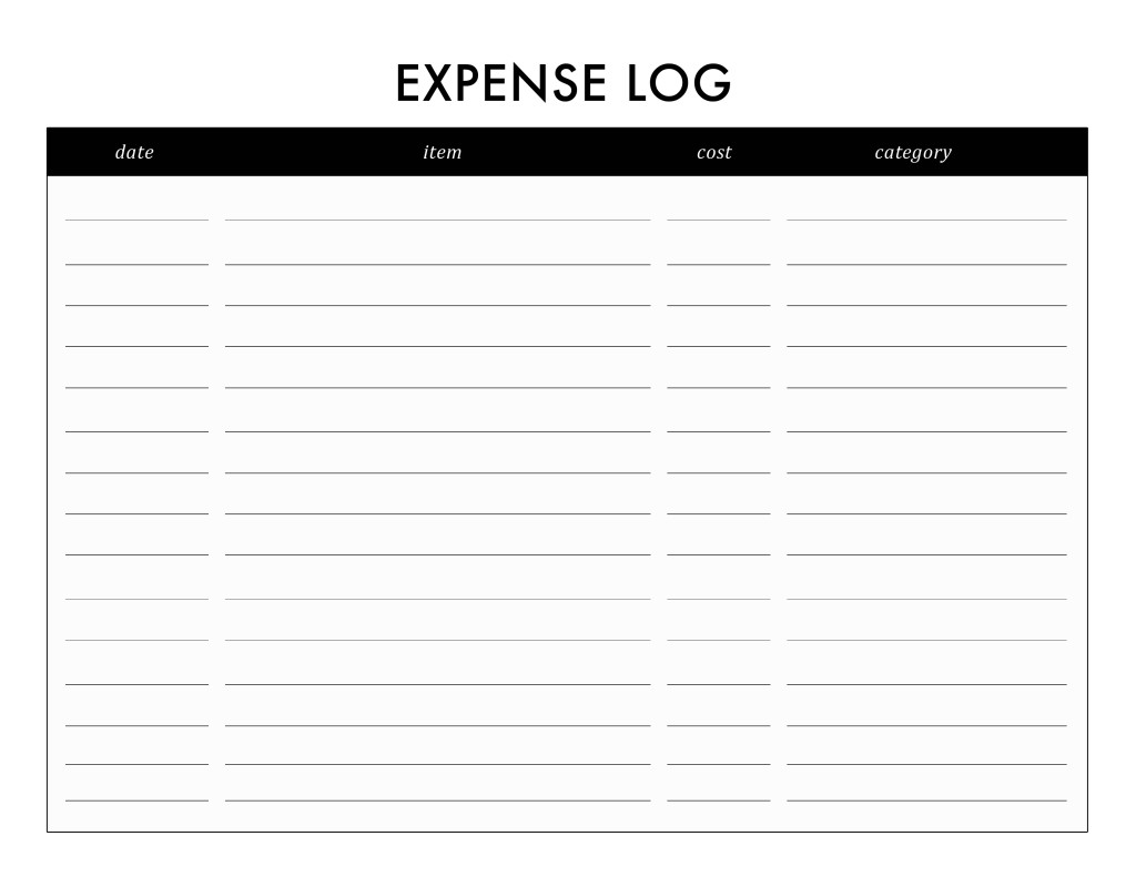 Free printable expense log 