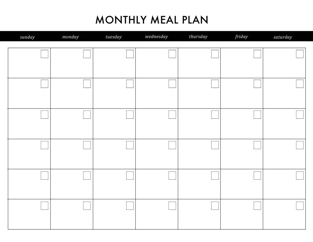 Free printable meal plan