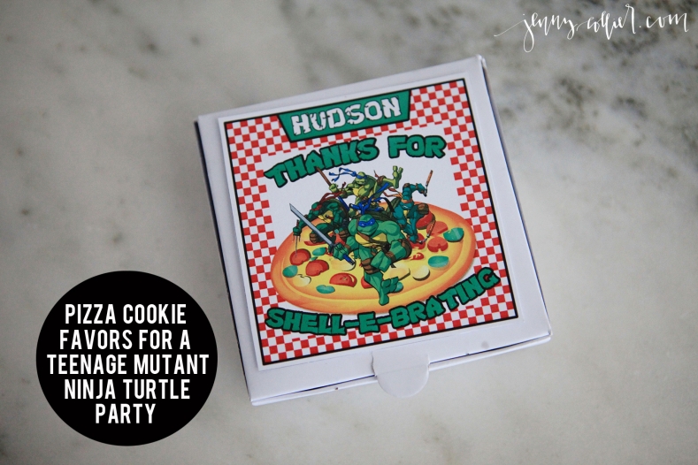 Pizza cookie favors for a Teenage Mutant Ninja Turtle Party