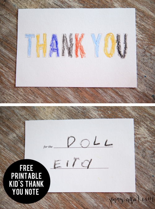 Printable Thank You Notes for Kids