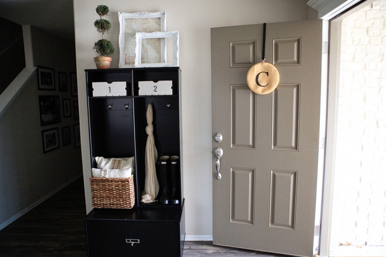 Entryway Lockers and Monogram Wreath
