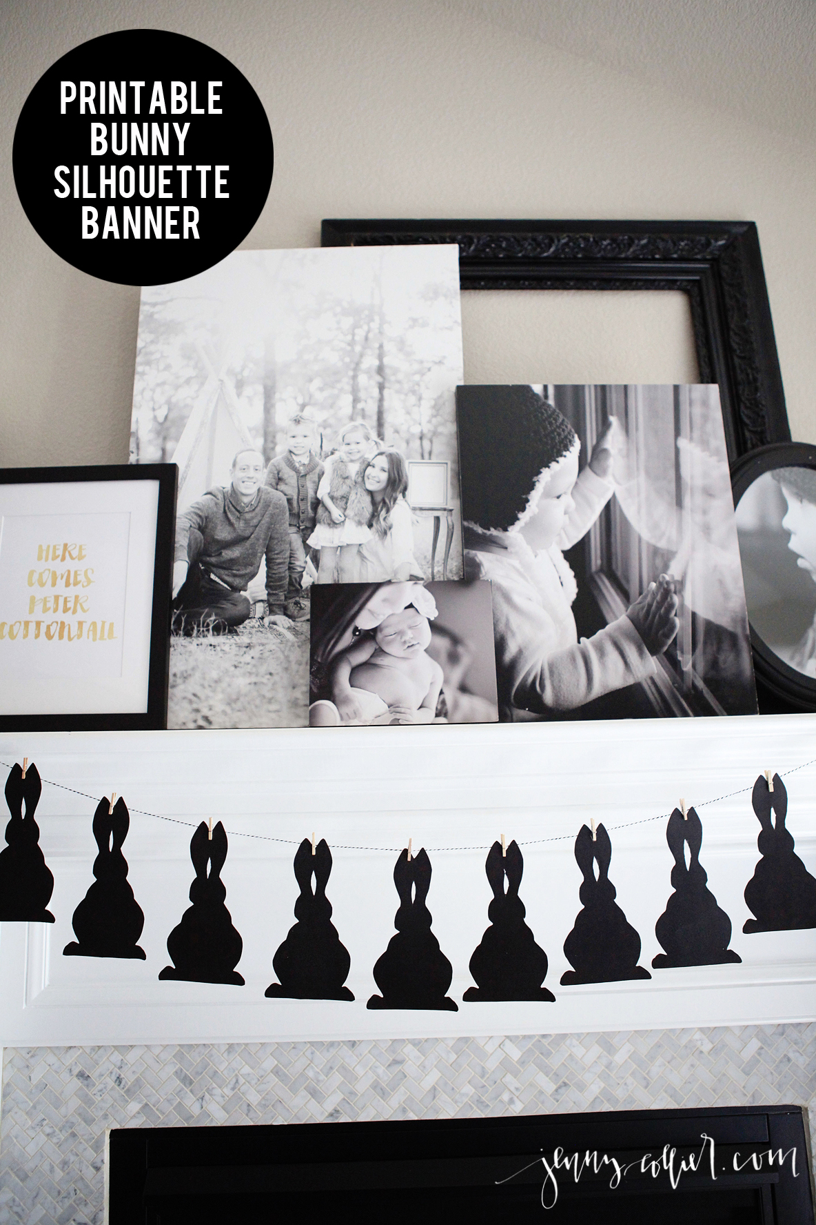 Easter Bunny Silhouette Banner and Peter Cottontail Printable