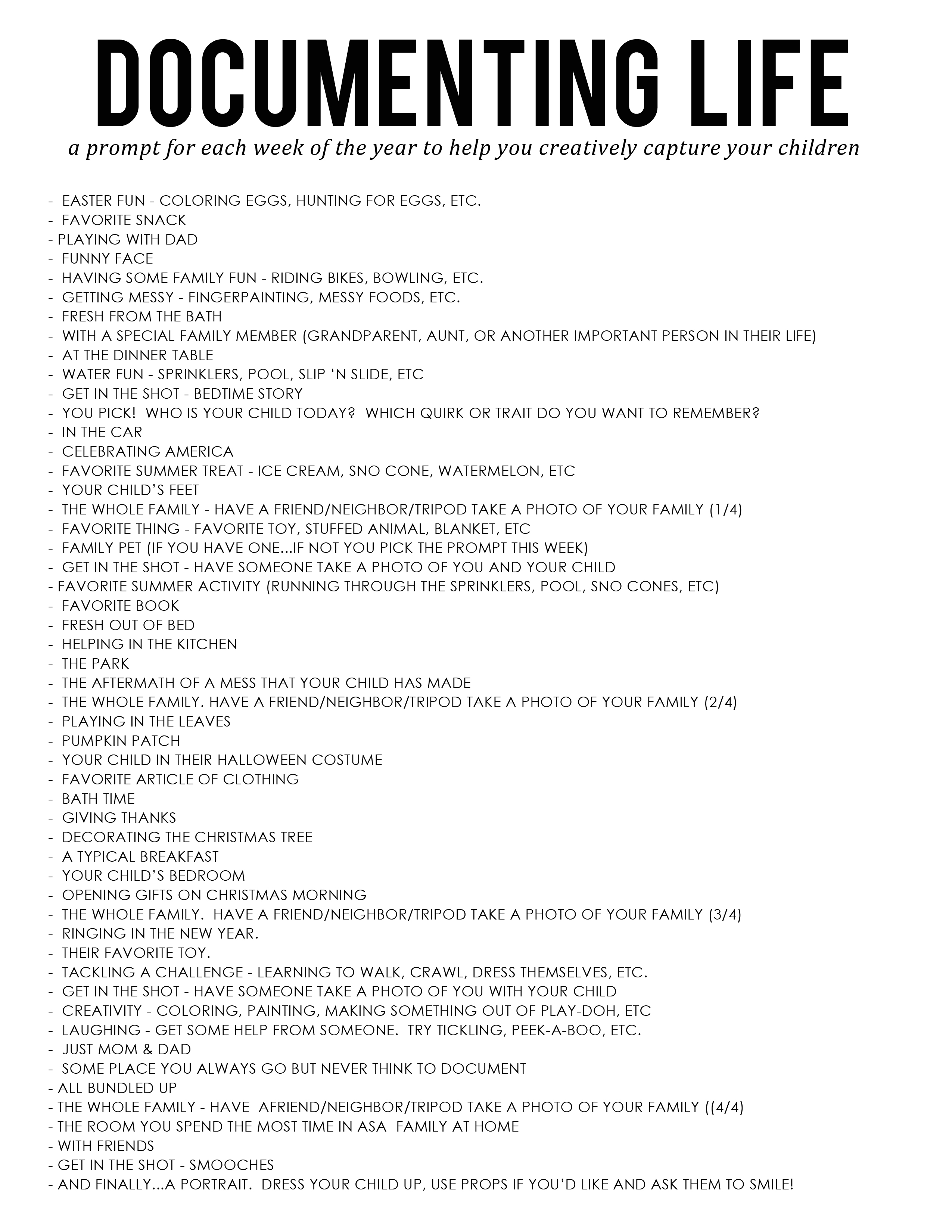 52 photo ideas printable