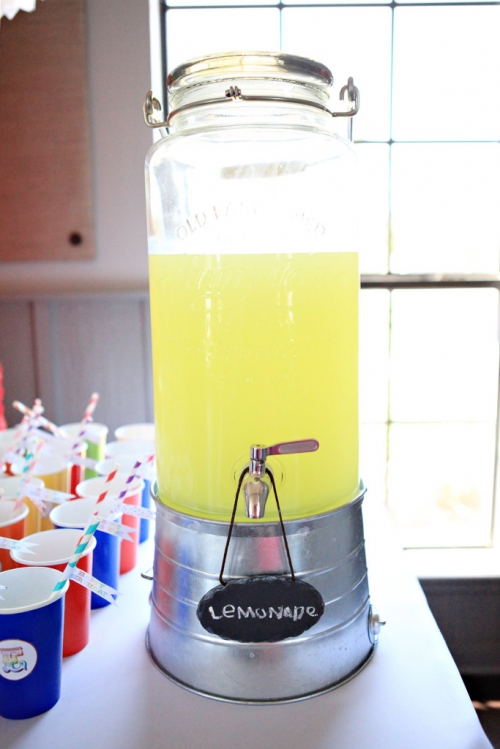 Lemonade in mason jar dispenser