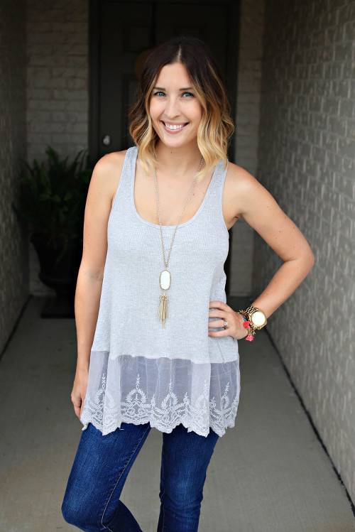 Grey Lace Tunic Top