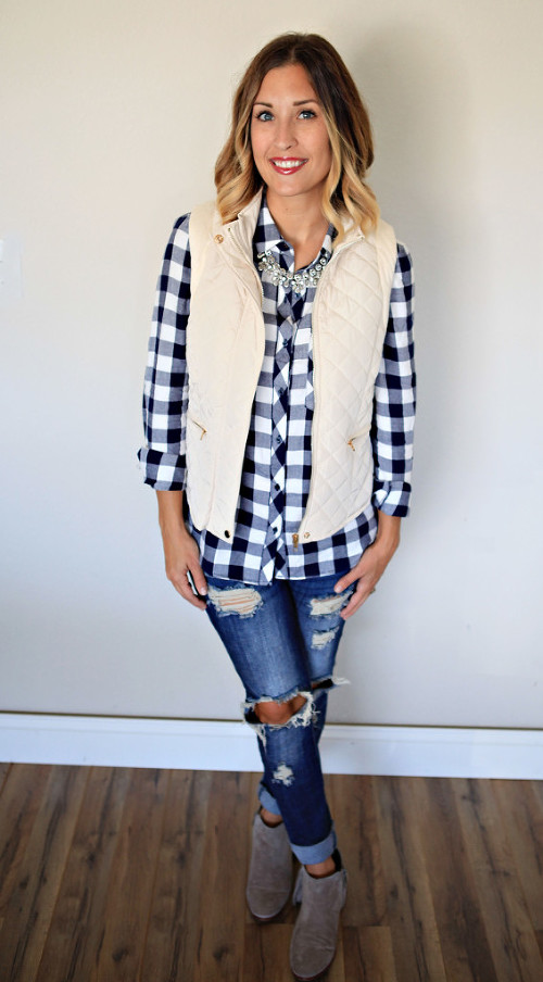 Madelyn Top, Bailey Vest, and Crew Necklace from Gray Monroe