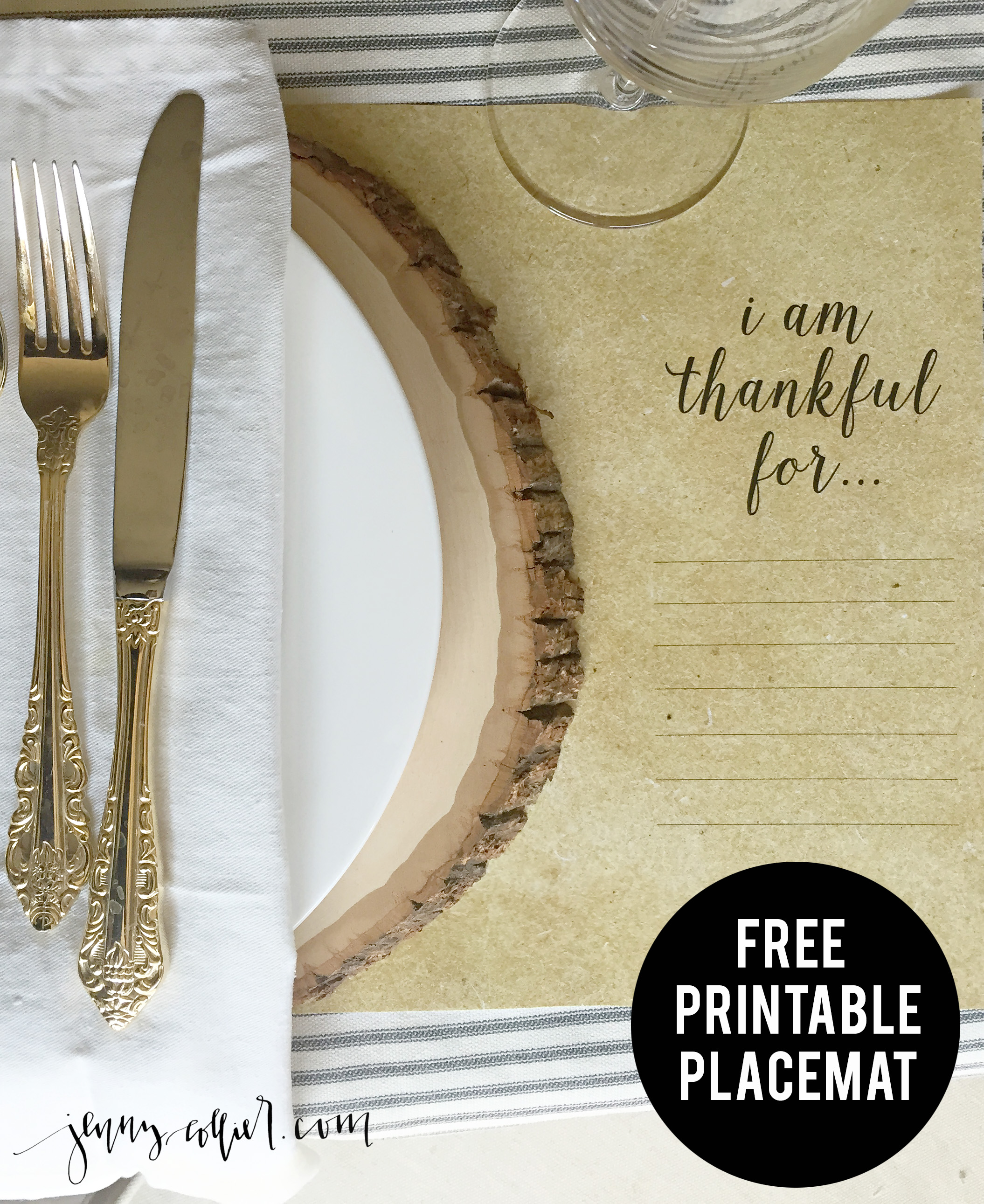 Thankful for You Placemat Printable