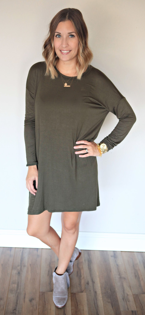Piko style dress in olive