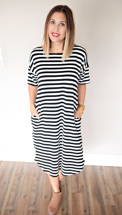 Black and white striped oversize dress with pockets from Gray Monroe
