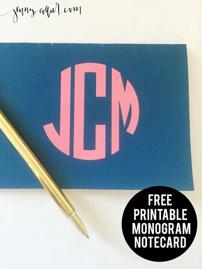 Free Printable Monogram Notecard